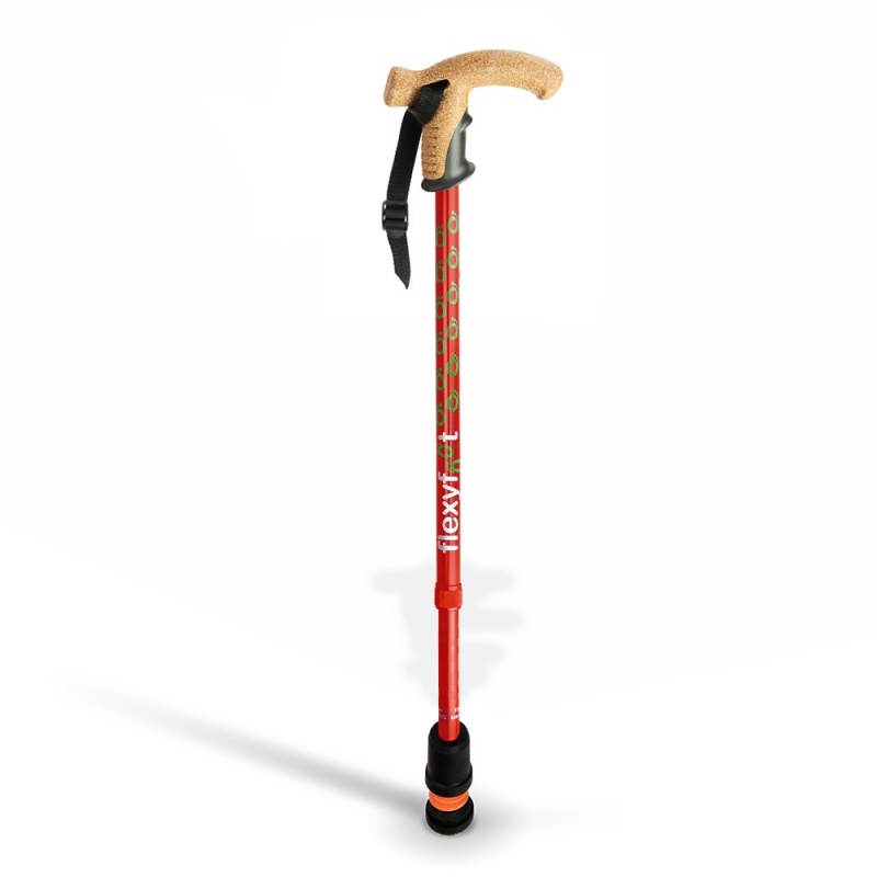 Flexyfoot Cork Derby Handle Red Telescopic Walking Stick